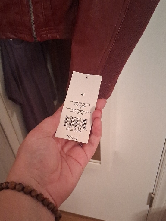 Faux Leather Moto Jacket - Rust Brown - Picture 7 of 14